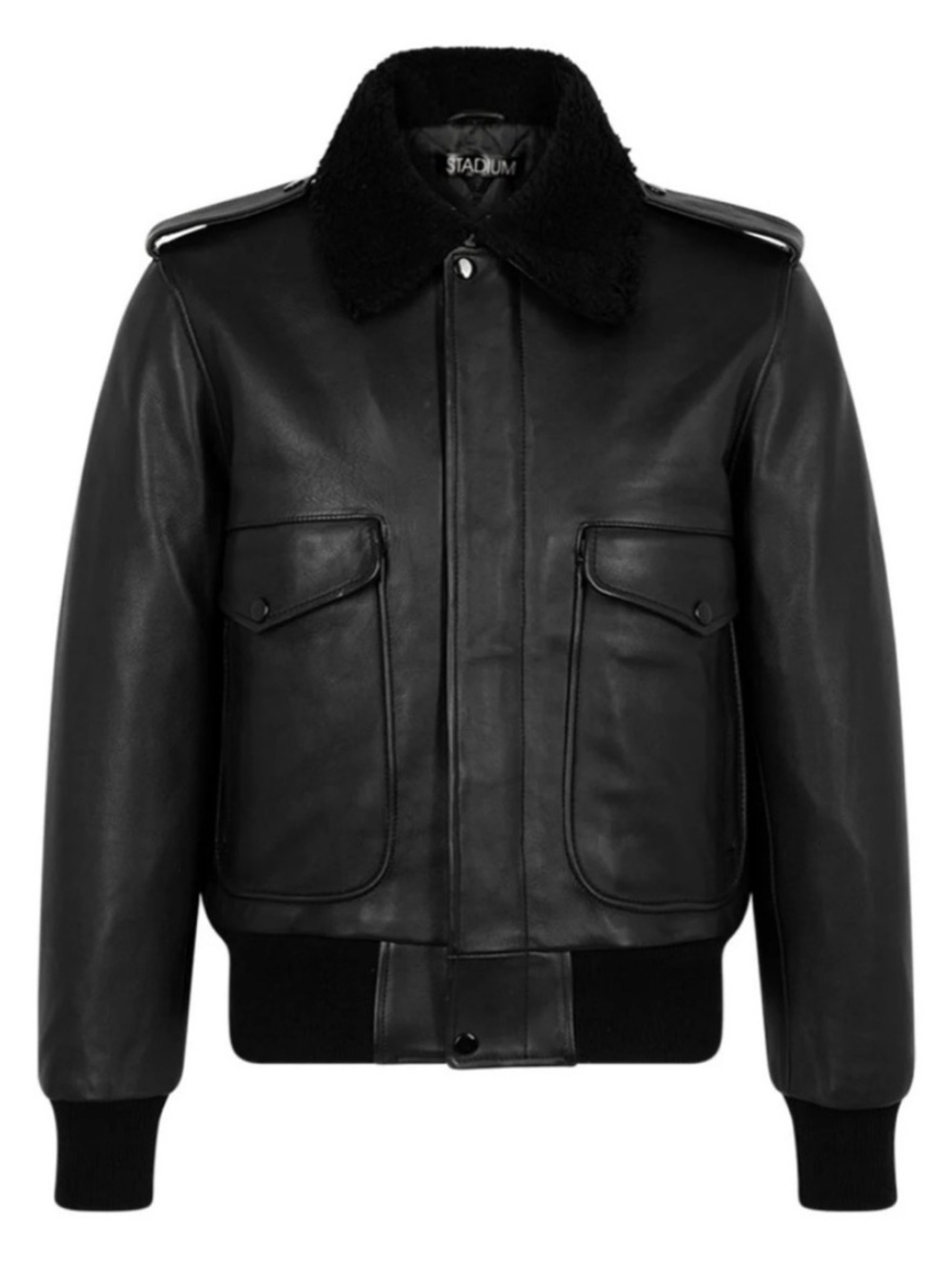 Stadium Black Leather '88 Bomber Jacket Large